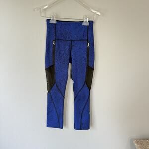 Lululemon Rush Hour 21" Crop Leggings Power Luxtreme Sapphire Blue Black Sz 2